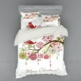 thumbnail image 2 of Ambesonne Christmas Bedding Set 3 Pcs, Red Bird Floral Tree, Twin, Green White, 2 of 3