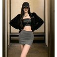 thumbnail image 4 of Women Bodycon High Waist Stretchy Mini Skirt Office Solid Color Light Gray, 4 of 10