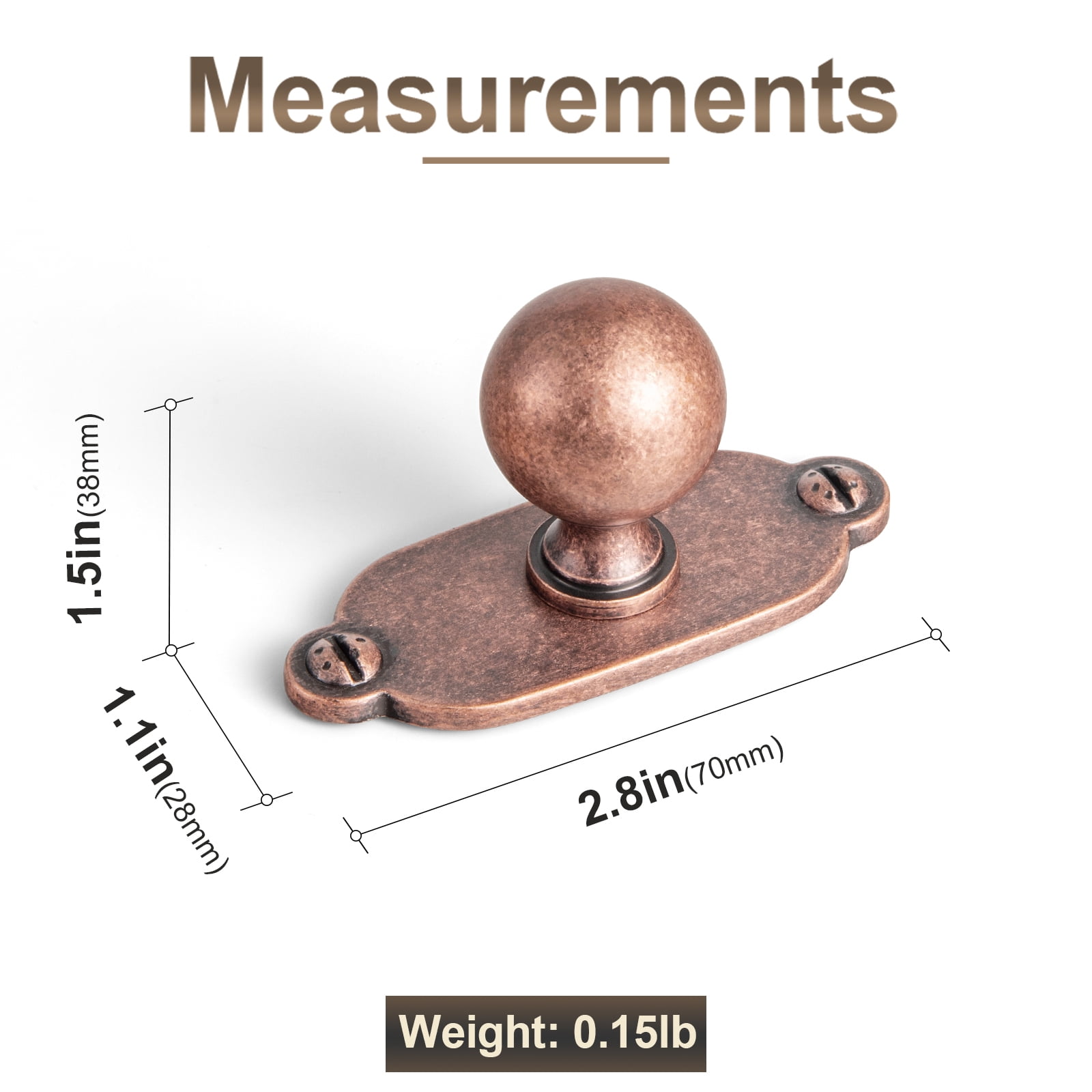 Goo-Ki 6 Pack Antique Copper Cabinet Knobs with Backplate for Drawer Cupboard, 0.94" Dia Drawer Knob Handle Zinc Alloy Hardware