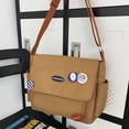 thumbnail image 1 of Bolsa De Hombro Bolsos de hombro Mochila escolar de moda casual con insignia para adolescente (marrón) Sywqhk Para Estrenar, 1 of 5