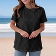 thumbnail image 2 of Liquidation! Hauts Grande Taille pour Femmes, Blouse à Manches Courtes d'Été pour Femmes, Haut Décontracté Uni à Col Rond et Manches Courtes pour Femmes, 2 of 5