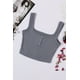 thumbnail image 4 of ABPHQTO Camiseta sin mangas corta de mujer con cuello henley de punto acanalado gris, 4 of 5