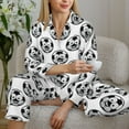 thumbnail image 6 of Lsque Happy Soccer Pattern Long Sleeve Pajama Set for Women - Soft 2-Piece Sleepwear and Loungewear Set with Pockets, Comfy Nightwear-XX-Large, 6 of 7