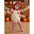 thumbnail image 5 of RUINIXCW Newborn Baby Halloween Clown Costume Infant Baby Girl Boy Fall Winter Clothes Sleeveless Zipper Hooded Romper and Striped Long Socks Set, 5 of 10