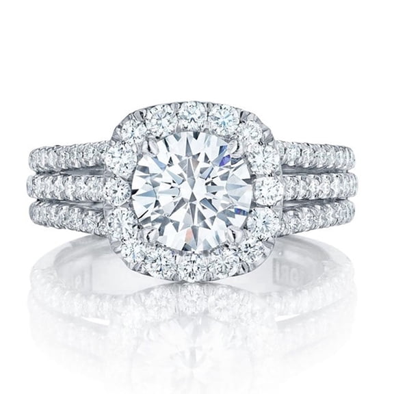 AQYYI Women's Stylish Full Cubic Zirconia Engagement Ring,White Gold Plated Round Cut Statement Bridal Wedding Ring, Vintage Pave Promise Ring, Size 7