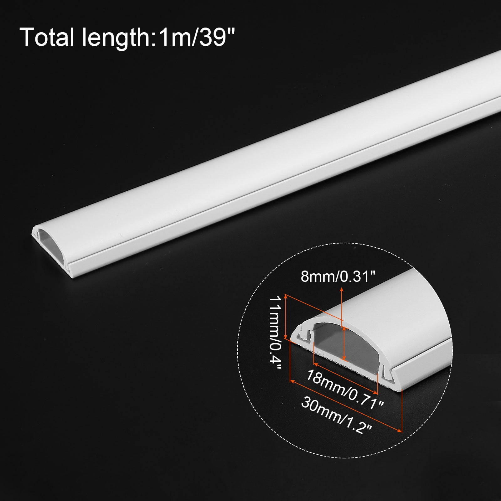 Unique Bargains Wall Cable Raceway Cord Cover Cord Hider Channel Self-Adhesive for TV Wire White 39"x1.2"x0.4"