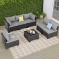 thumbnail image 3 of JORVIMAX Patio Furniture Sets 7 Pieces Outdoor Conversation Set All Weather Modular Sectional Sofa Wicker Rattan Sofa With Light Gray Cushion, 3 of 7