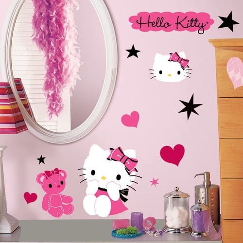 Hello Kitty Pink Bow Car Window Sticker Mirror Wall Sticker Decal