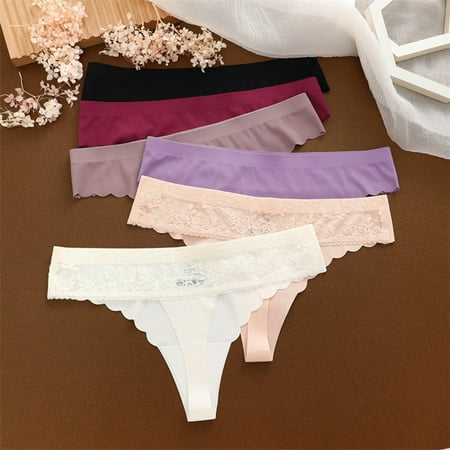 6 Pack Sexy Thongs for Women Cotton Brief Underwear High Waisted No Show Panties Underpants Shorts Super Stretchy Briefs Seamless Thong Plus Size Stretch Bikini My Orders Placed Recently By Me