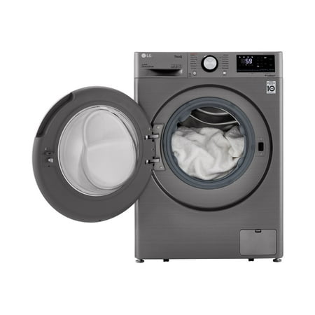 LG - 2.4 Cu. Ft. Compact Smart Front Load Washer with Built-In Intelligence - Graphite steel