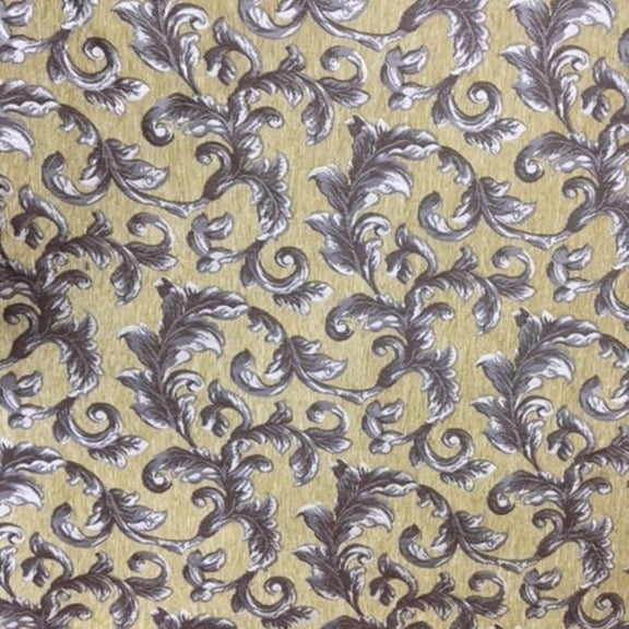 Decora Furnishings Classic Floral Vine Design Heavy and Luxurious Chenille Fabric Upholstery Material for Sofa, Window Treatments, Diwan, Cushion Covers, Chair, Craft - 54 inches Width (Mustard)