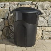 32 Gallon Heavy Duty Plastic Garbage Can, Included Click Lock Lid, Large Trash Can Sturdy Handles, Garage Trash Can, Indoor and Outdoor, Black