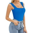 thumbnail image 2 of Ladybranch Blue Tank Top Woman Sleeveless Ruffle Strap Tops Summer Trendy Ribbed Soft Slim Basic T Shirt（X-Large，Pink）, 2 of 6