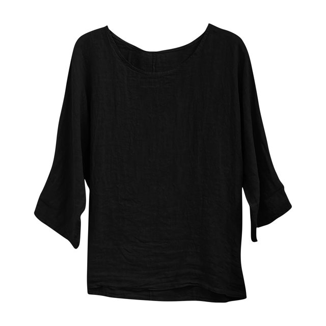 Blouses en Coton et Lin Jacquard à Manches 3/4 pour Femmes