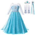 thumbnail image 1 of Vestido de princesa para niñas, disfraz de Disney Frozen Snow Queen Elsa, disfraz de fiesta de cumpleaños, ropa para niños con peluca de corona Vestido4T Gao Jinjia LED, 1 of 2