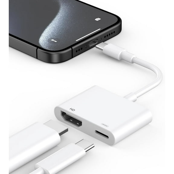 USB C  Adapter Compatible with iPhone 15 to TV, Type C Digital AV Adapter 4K Sync Screen Connector Cable Compatible with iPhone 15/15 Pro/15 Pro Max/15 Plus to HDTV Projector Monitor