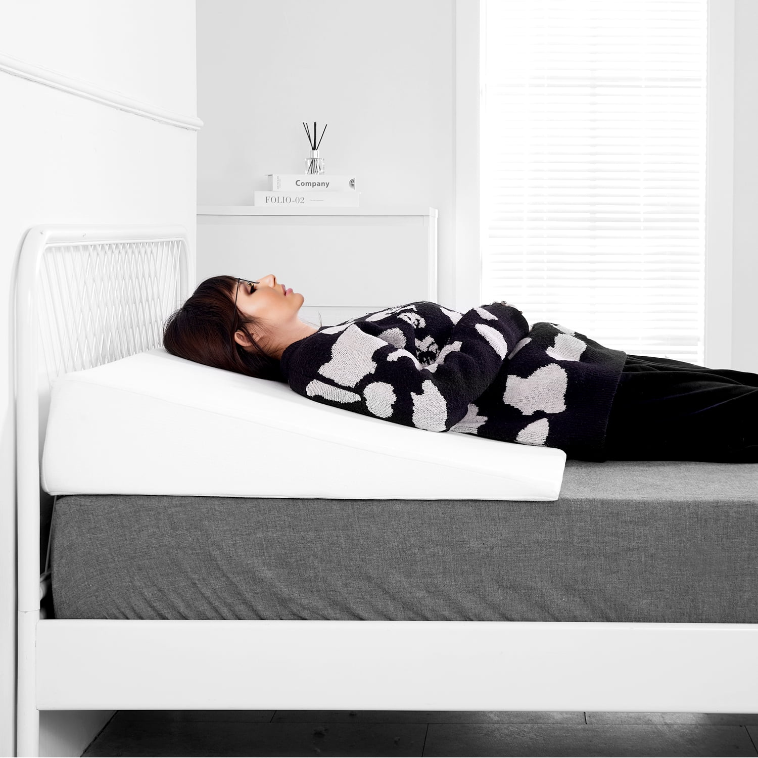 SLSY Bed Wedge Pillow, Extra Large Memory Foam Bed Wedge Pillow, 7.5''H