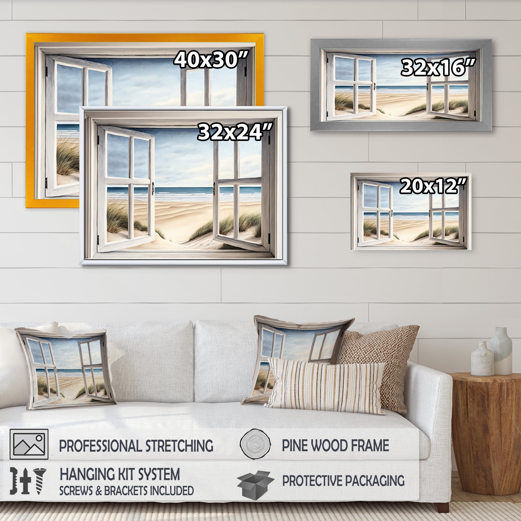 Designart Window To The Beach IV Canvas Wall Art