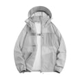 thumbnail image 2 of Zivyakyro Rain Windbreaker Jackets for Men Lightweight Long Sleeve Zip up Performance Loose Jacket Sun Protection Hooded Gray M, 2 of 9