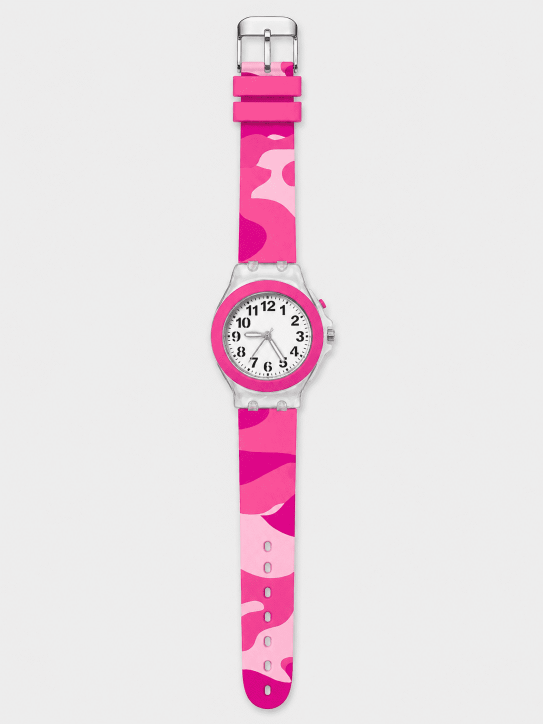 ACCUTIME FLASHING TRANSLUCENT CASE PLASTIC PINK CAMO STRAP - 072215WM