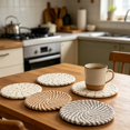 thumbnail image 4 of Round Woven Placemats Set of 8 Heat Resistant Placemats 4 Inches Farmhouse Cotton Rope Place Mats for Dining Tables Trivets for Hot Dishes, 4 of 5