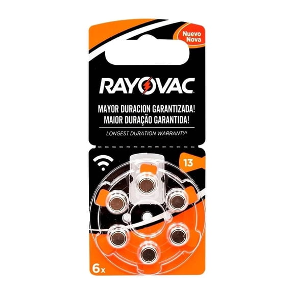 Pila Rayovac Auditiva Zinc Aire 13AUZ-6RRLAT 1,45V 6 Unidades