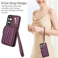 thumbnail image 6 of Compatible with Samsung Galaxy S24 FE 5G Wallet Phone Case Tempered Glass Screen Protector Wrist Crossbody Strap Stand Credit Card Holder RFID Slot Cell Cover for S 24 EF S24F Women Girls Dark Purple, 6 of 9