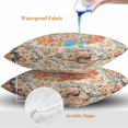 thumbnail image 4 of Orange Beige Boho Throw Pillow Covers 20x20 Inch Set of 2, Vintage Ethnic Abstract Art Floral Waterproof Outdoor Pillow Covers, Decorative Cushion Pillowcases for Couch, Sofa, Bed, Garden, Patio, 4 of 9