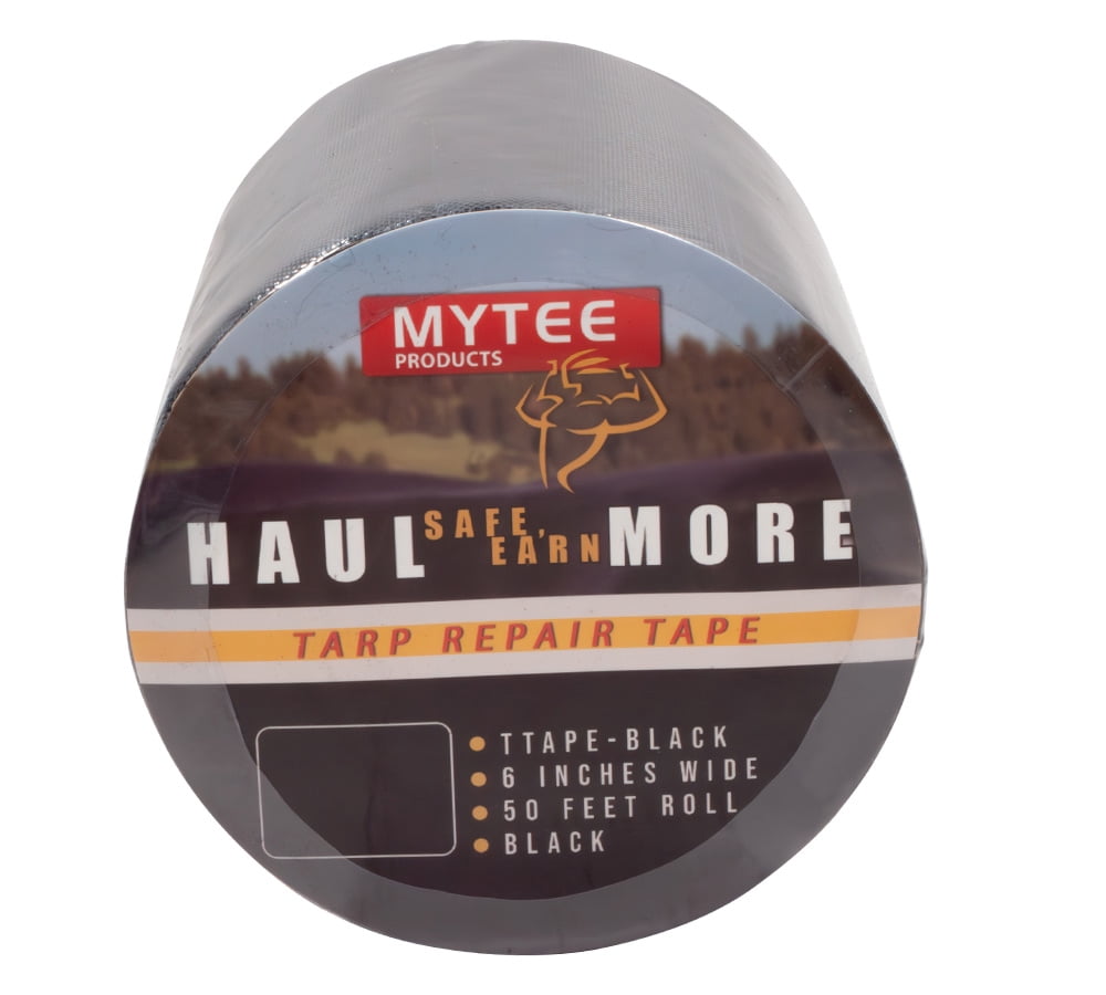 8.8 oz Waterproof Black Vinyl Tarp Repair Tape 6 Inch x 50 FT with Heavy Duty Adhesive Backing - Tarp Patch Kit, Tarp Repair Kit