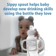 Dr. Brown's Milestones Narrow Sippy Spout Bottle, 100% Silicone Handles, 8oz/250ml, 6m+, BPA Free, Gray