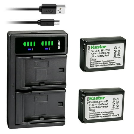 Kastar 2-Pack Battery and LTD2 USB Charger Replacement for Samsung BP-1030 BP1030  ED-BP1030  BP-1130 BP1130  ED-BP1130 Battery  BC-1030 BC1030  BC-1030b BC1030b Charger  Samsung NX1100  NX2000 Camera