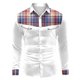 thumbnail image 3 of Camisas s Para Hombre Slim Fit Camisa de manga larga con botón de solapa y bloque de color a cuadros informal a la para hombre (White, L), 3 of 5