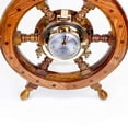 thumbnail image 2 of Nagina International Pirate Style Nautical Wood Crafted Ship Wheel | Teak Finish | Captain Maritime Beach Home Decor Gift (16 Inches), 2 of 6