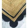 thumbnail image 4 of 2x6 Ft Black & Natural Jute Premium Scalloped Jute Rug – Handcrafted Natural Braided Carpet for Living Room, Bedroom, Entryway – Boho Home Decor, 4 of 5