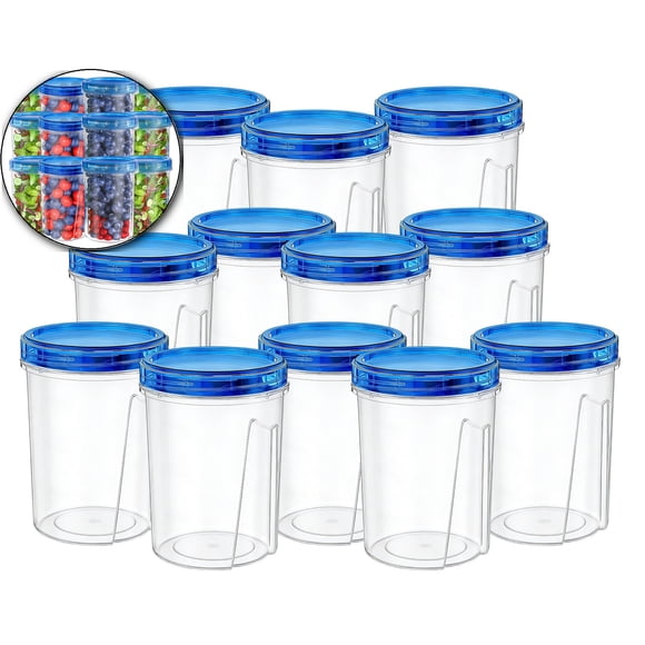 12 Pcs Leakproof Freezer Containers for Food with Twist Top Lids, Reusable Plastic Soup Containers with Screw On Lids, Ideal for Meal Prep, Leftovers & Pantry Organization