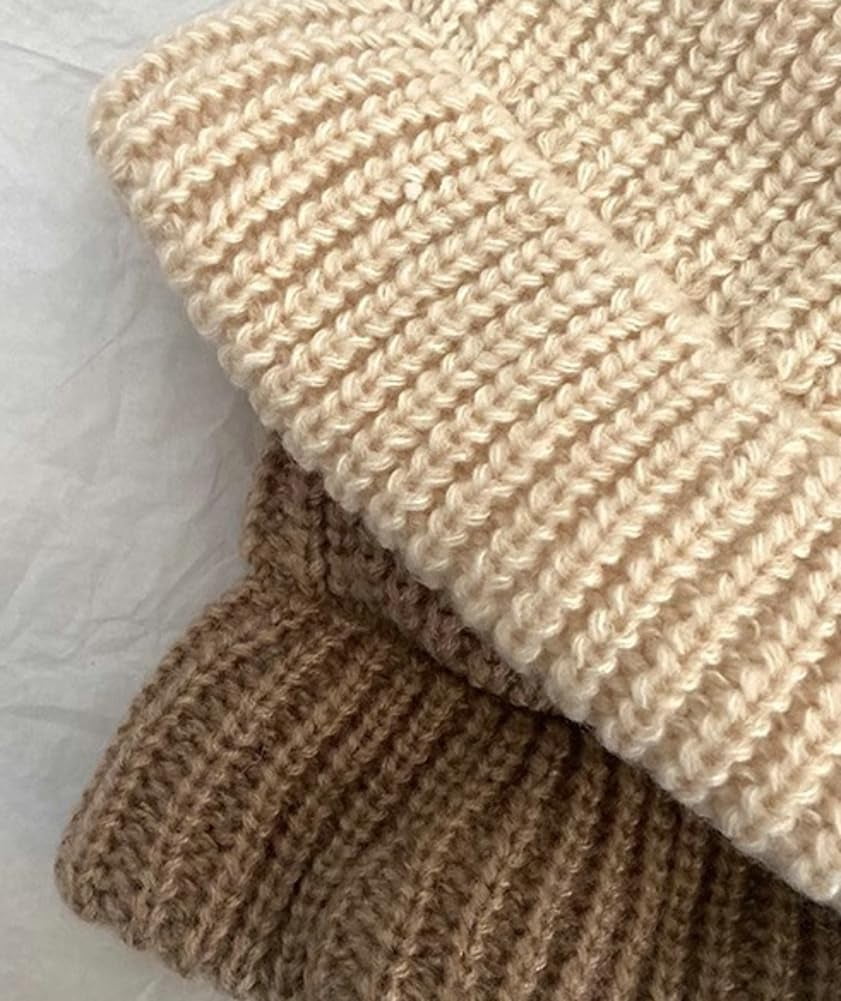CoCoMangos Winter Knit Slouchy Solid Beanie Hats for Women Soft Warm Daily Skull Cap Bucket Hat with Visor for Cold Weather