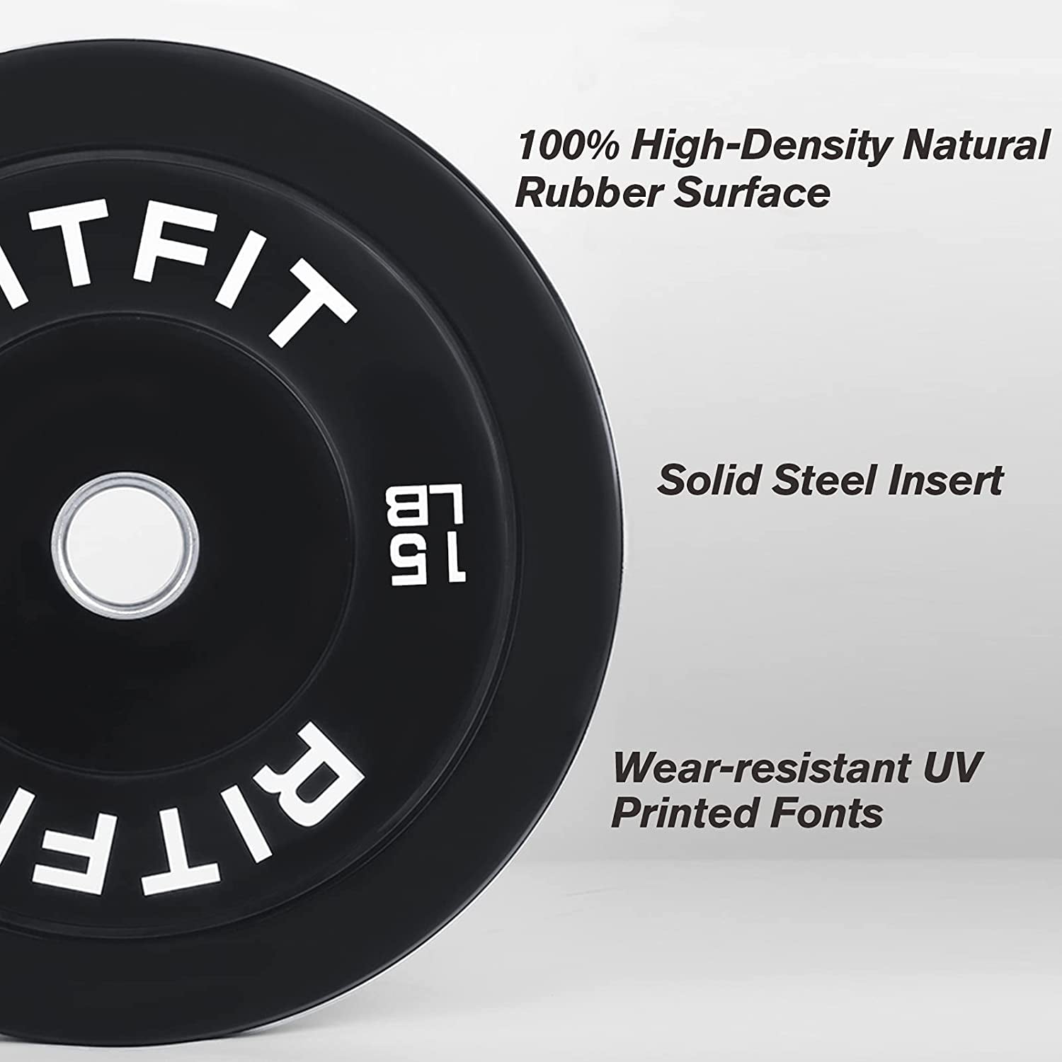 RitFit 45lb Olympic Weight Plate Set of 2, Bumper Plates With Steel Insert, Olympic Barbell Weight Plates for Gym and Home, Single, Pair