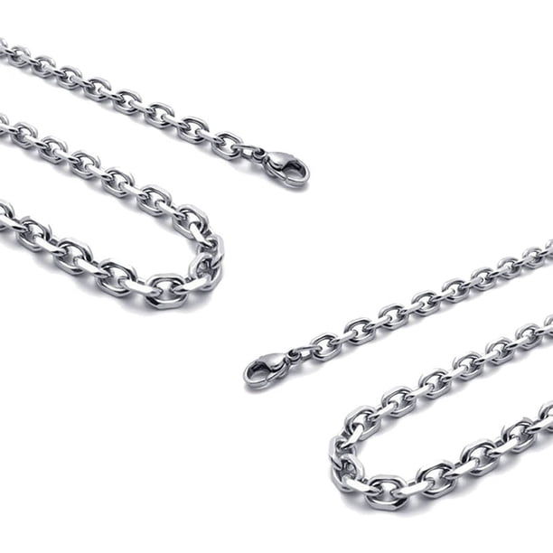 2X Cadena de Joyeria de Hombres Y Mujeres, Collar de Acero Inoxidable, Color Plata – Anchura 3mm – Longitud 70cm