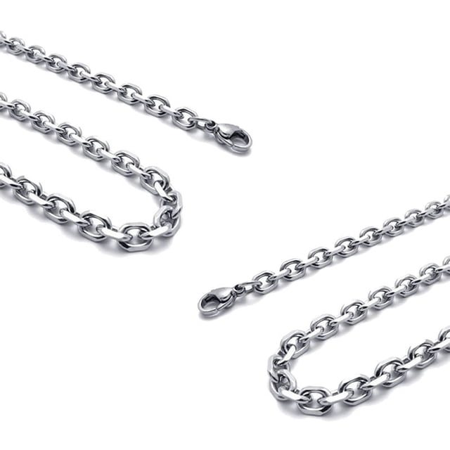 2X Cadena de Joyeria de Hombres Y Mujeres, Collar de Acero Inoxidable, Color Plata – Anchura 3mm – Longitud 70cm