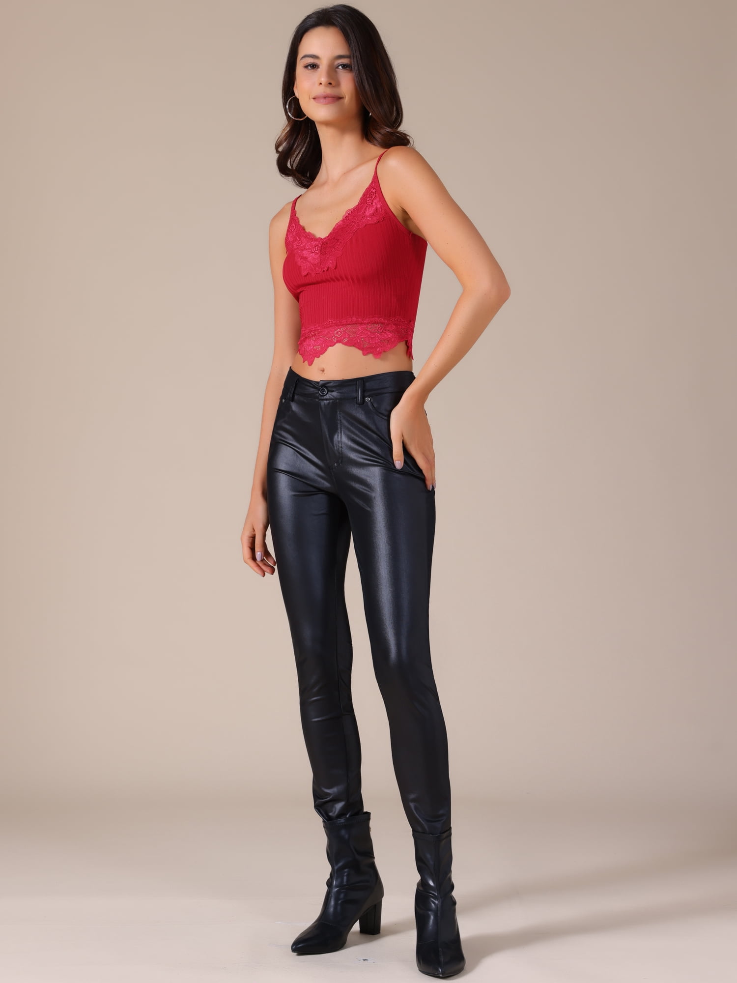DARING DIVA Women's Lace Crop Lace Bralettes Y2k Patchwork Tank Top S Burgundy