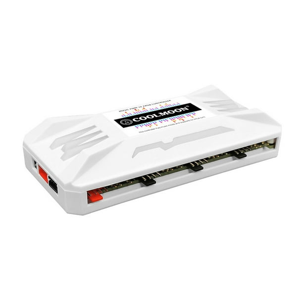 Coolmoon Chasis de enfriamiento Ventilador Control remoto Controlador de enfriador RGB Light Sync Control Hub Accesorio para computadora, Blanco Inevent EL004968-02B