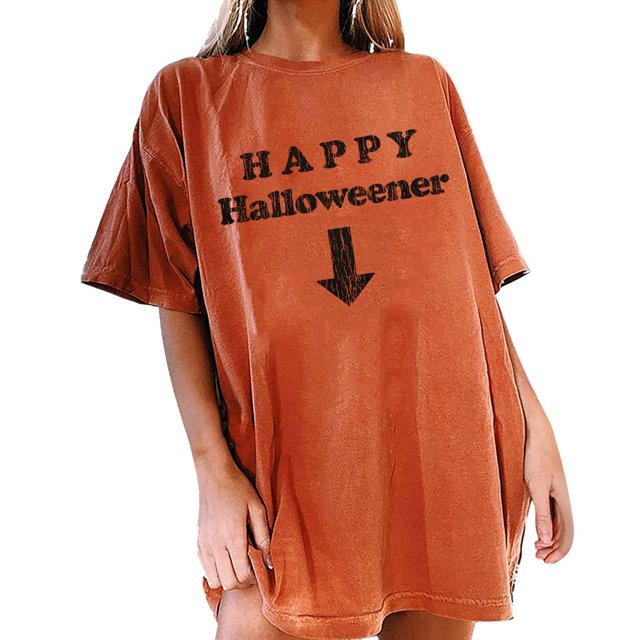 Gibobby Casual Playera de Manga Corta para Mujer Mujeres Casual Impresión Manga Corta Tops Blusa Cuello Redondo Casual Tee Túnica Camisas(Naranja,G)