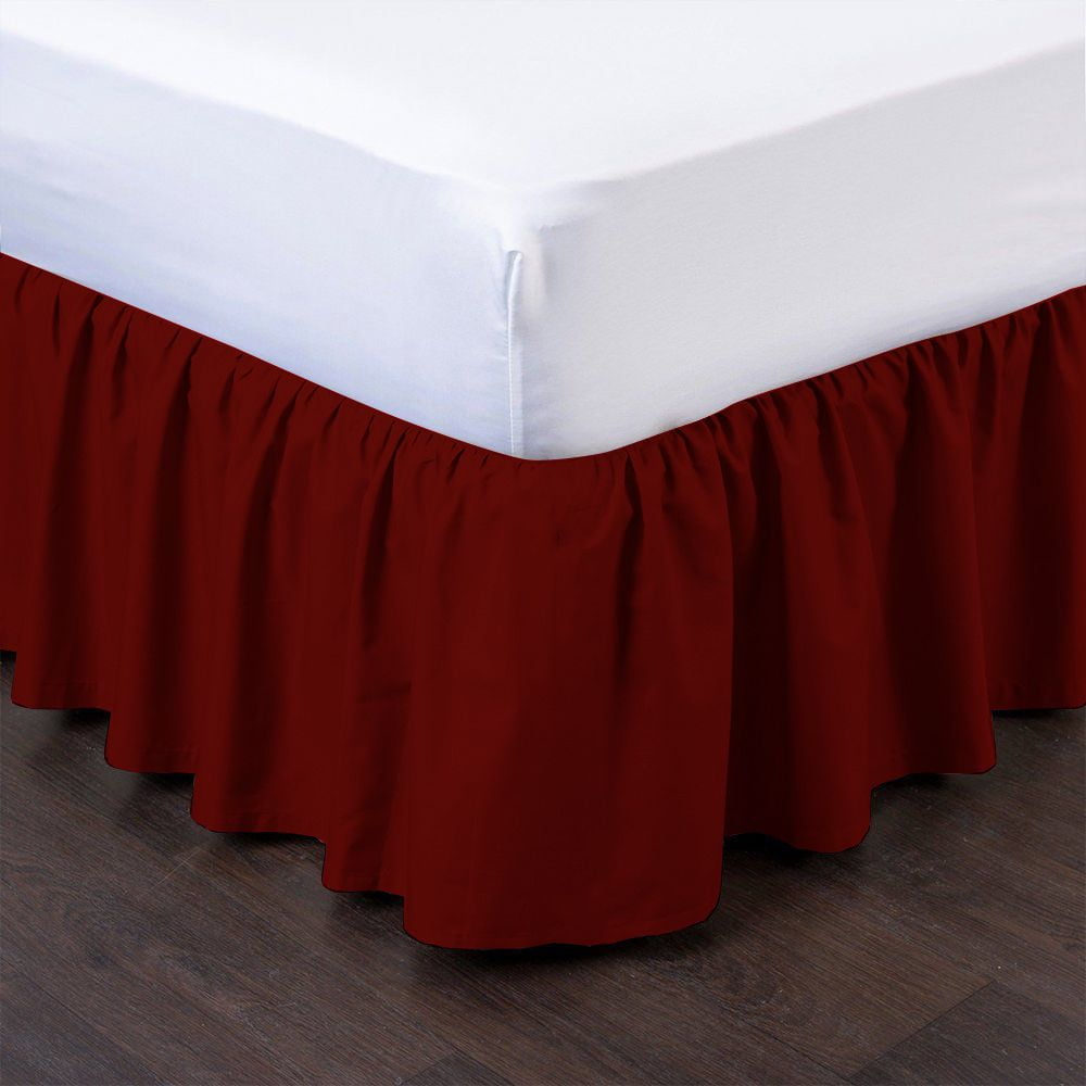 D.N.G. BEDDINGS 1 Piece Dust Ruffle Bed Skirt, 8 Inch Deep Pocket, 800 Thread Cotton 100% Egyptian Cotton, Twin Size (39" x 75") Inch, Solid Burgundy