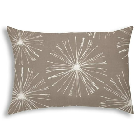 HomeRoots 14 X 20 Taupe And White Blown Seam Floral Lumbar Indoor Outdoor Pillow