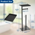 thumbnail image 7 of NIFFGAFF Toilet Paper Holder Stand with Top Storage Shelf, Black Toilet Paper Roll Holder Free Standing, Floor Standing Toilet Roll Dispenser Storages 4 Reserve Rolls, 7 of 7
