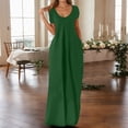 thumbnail image 2 of JIAYUE Women's Dress A-Line O-Neck Ankle-Length Casual Maxi With Pockets Elegant Solid Color Short Sleeve Flowy Plus Size Comfortable For Everyday Wear Versatile Female Dresses, 2 of 5