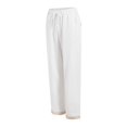 thumbnail image 5 of COMVALUE Cropped Pants Women Wide Leg Casual Loose Palazzo Pants Elastic Waist Beach Pant Gauze Crop Trousers (White, XL), 5 of 9