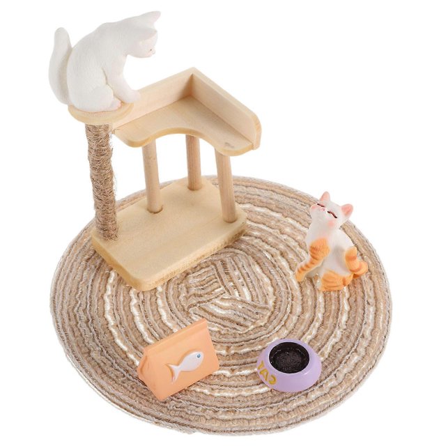 Miniature Dollhouse Cat Tree Dollhouse Miniature Cat Playset 6.50X5.00X3.50CM Photography Prop 1 Set