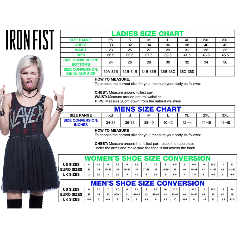Iron Fist Clothing Size Chart