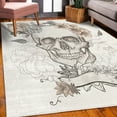 thumbnail image 3 of Grunge Decorative Rug, Skull and Flowers Day of the Dead Mexican Traditional Celebration Symbolic Art, Quality Carpet for Bedroom Dorm and Living Room, 6 Sizes, Grey and Peach, by Ambesonne, 3 of 4